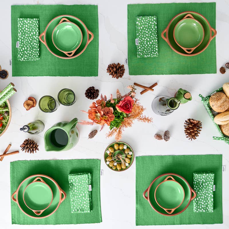 Sintra Large Glazed Terracotta Tapas Dish - Green