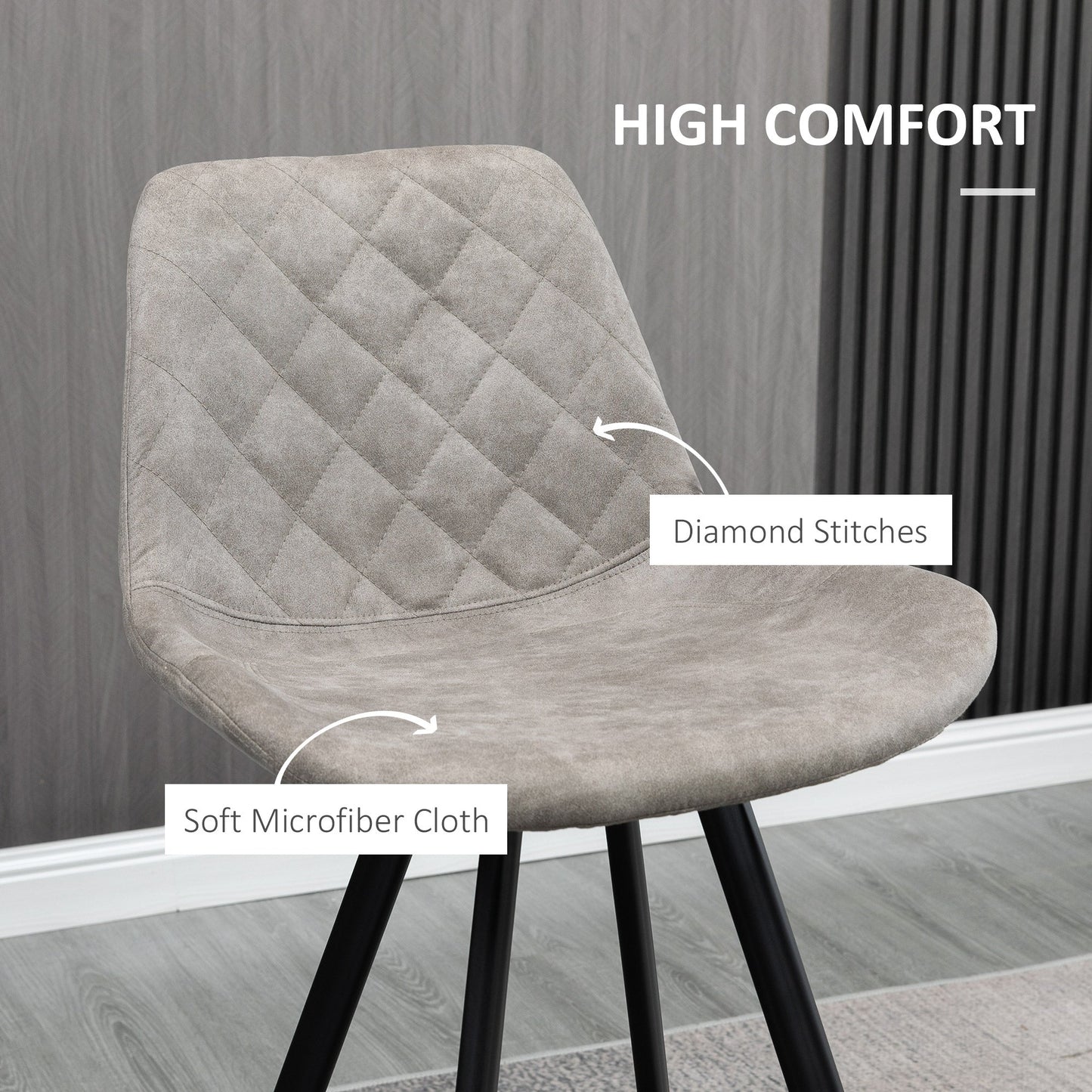 Set of 2 Vintage Microfiber Bar Stools with Comfortable Padded Seats - Grey