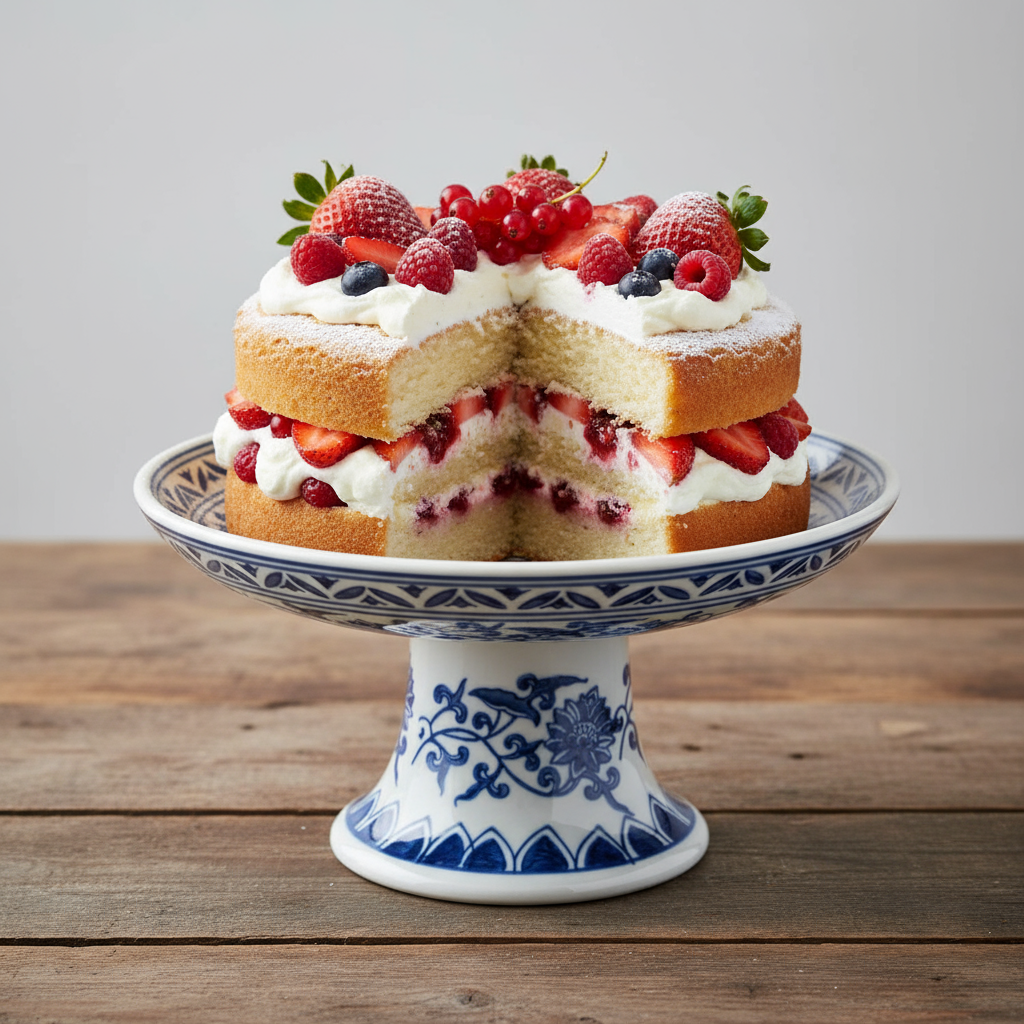 Sumatra Blue & White Cake Stand 8"