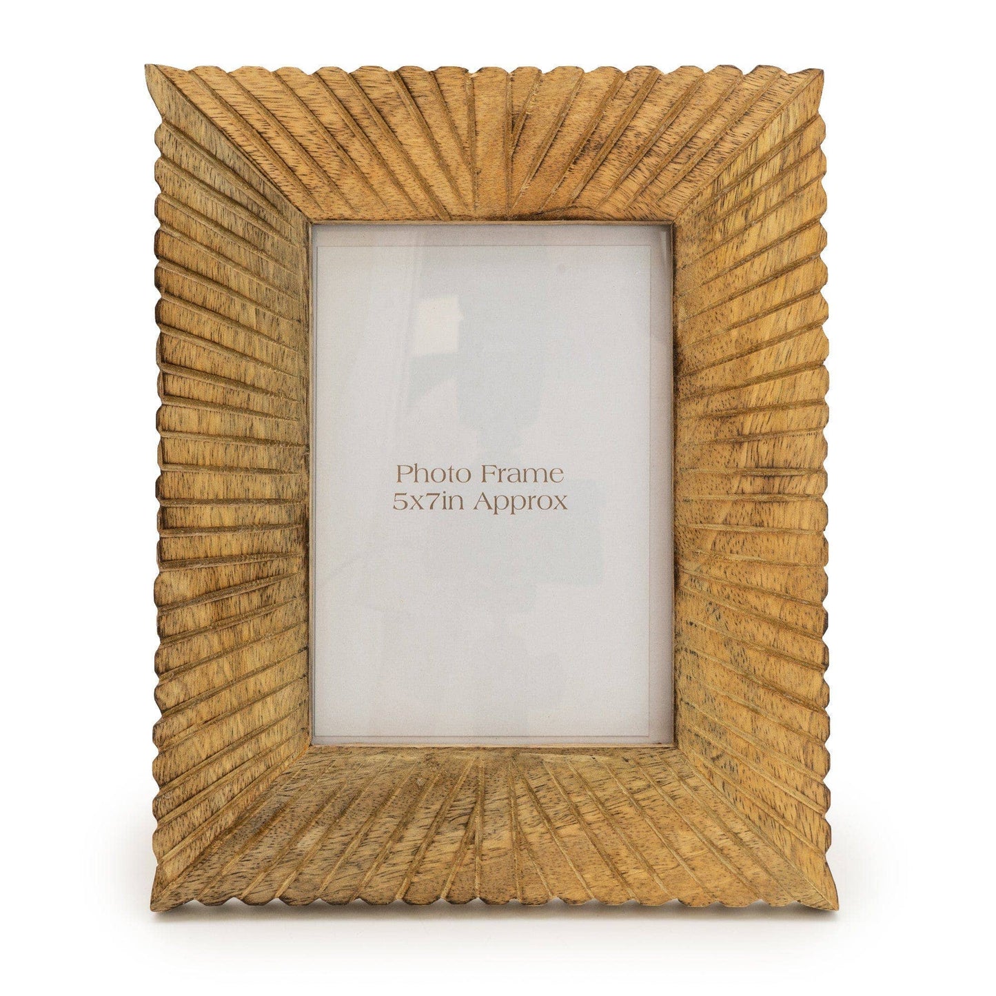 Photo Frame Mango Wood With Etched Lines 5x7"