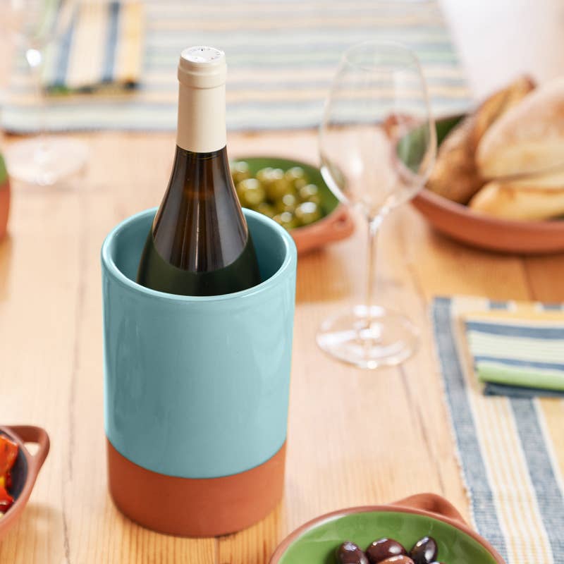Sintra Glazed Terracotta Wine Cooler - Duck Egg Blue