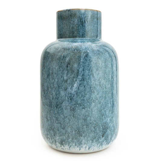 25.2CM SHORT NECK BOTTLE VASE REACTIVE GLAZE BLUE