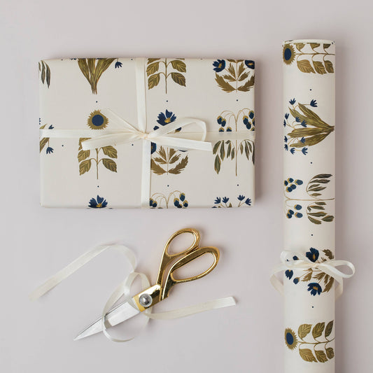 FLORAL BLUE BOTANICAL LUXURY GIFT WRAP PAPERS