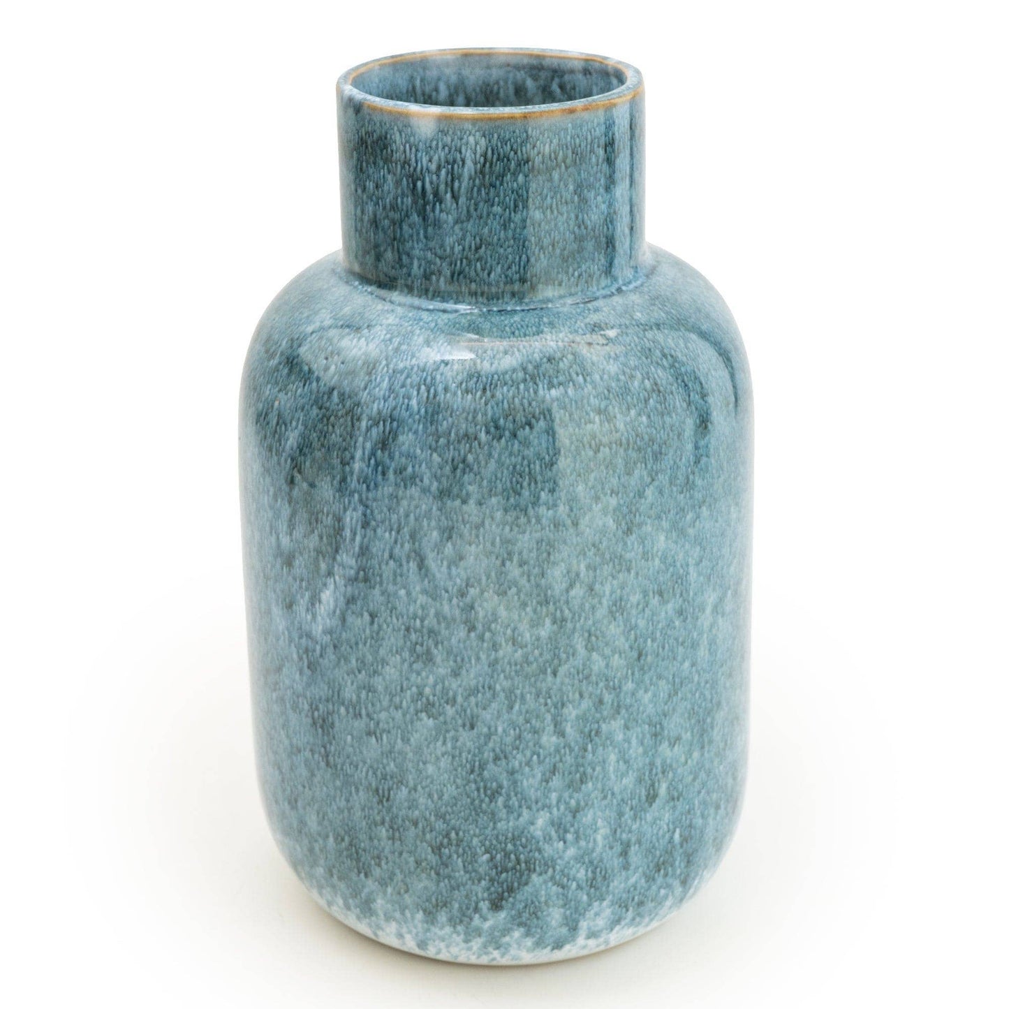 25.2CM SHORT NECK BOTTLE VASE REACTIVE GLAZE BLUE