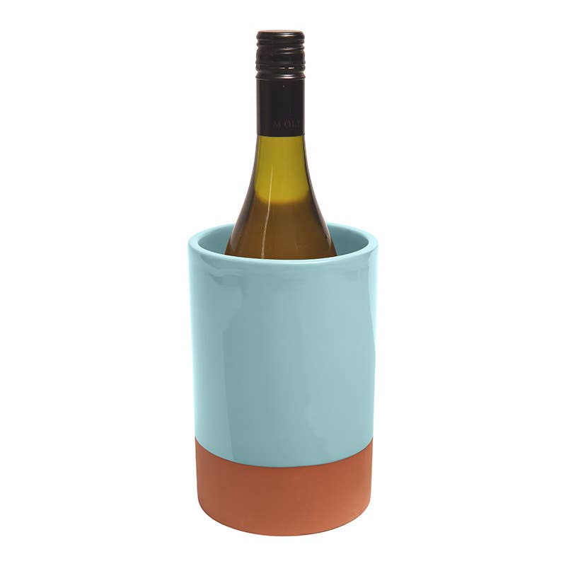 Sintra Glazed Terracotta Wine Cooler - Duck Egg Blue