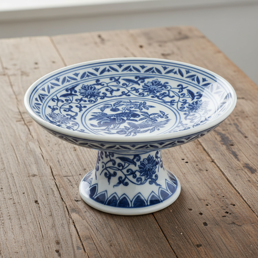 Sumatra Blue & White Cake Stand 8"