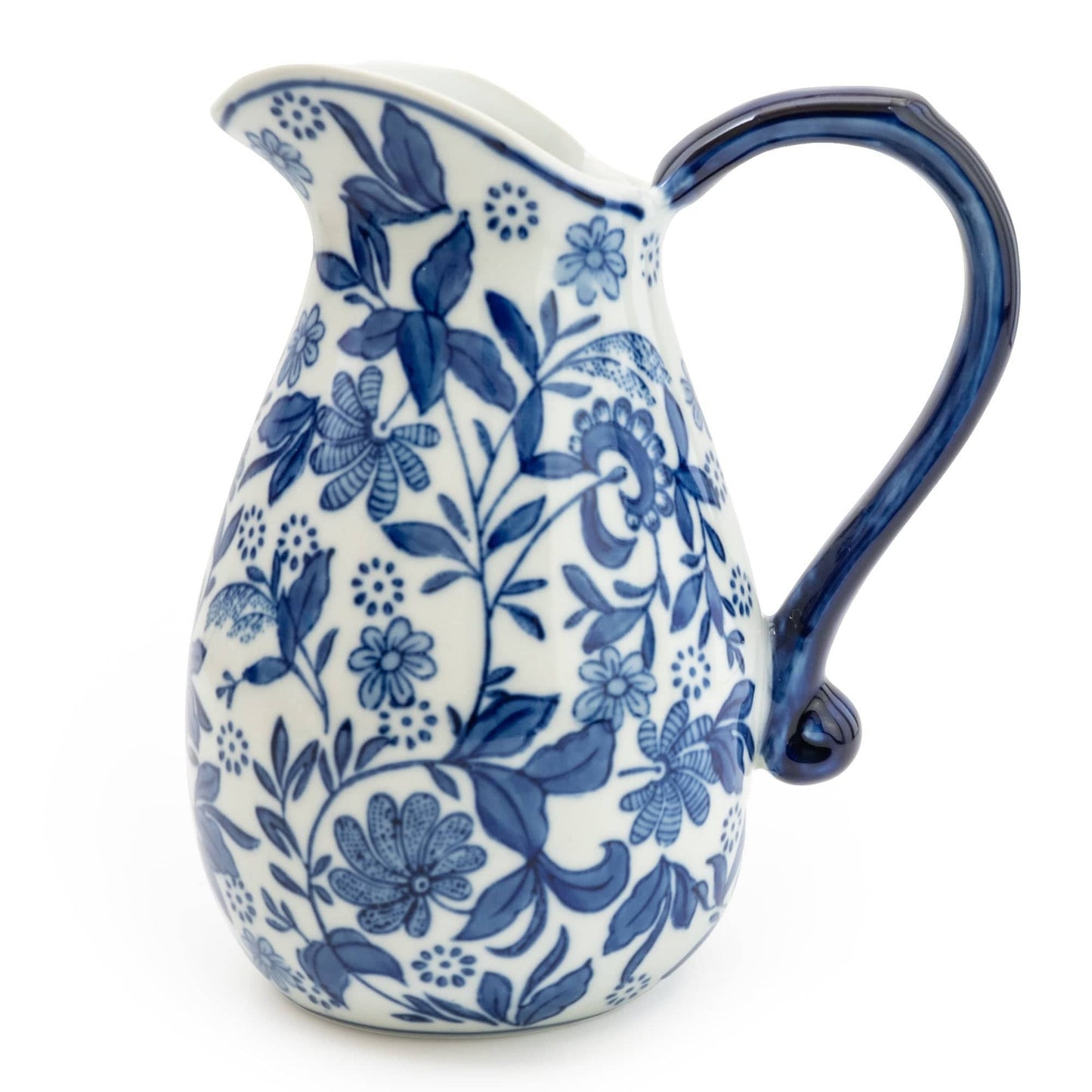 Sumatra Blue & White Large Ceramic Jug 9"