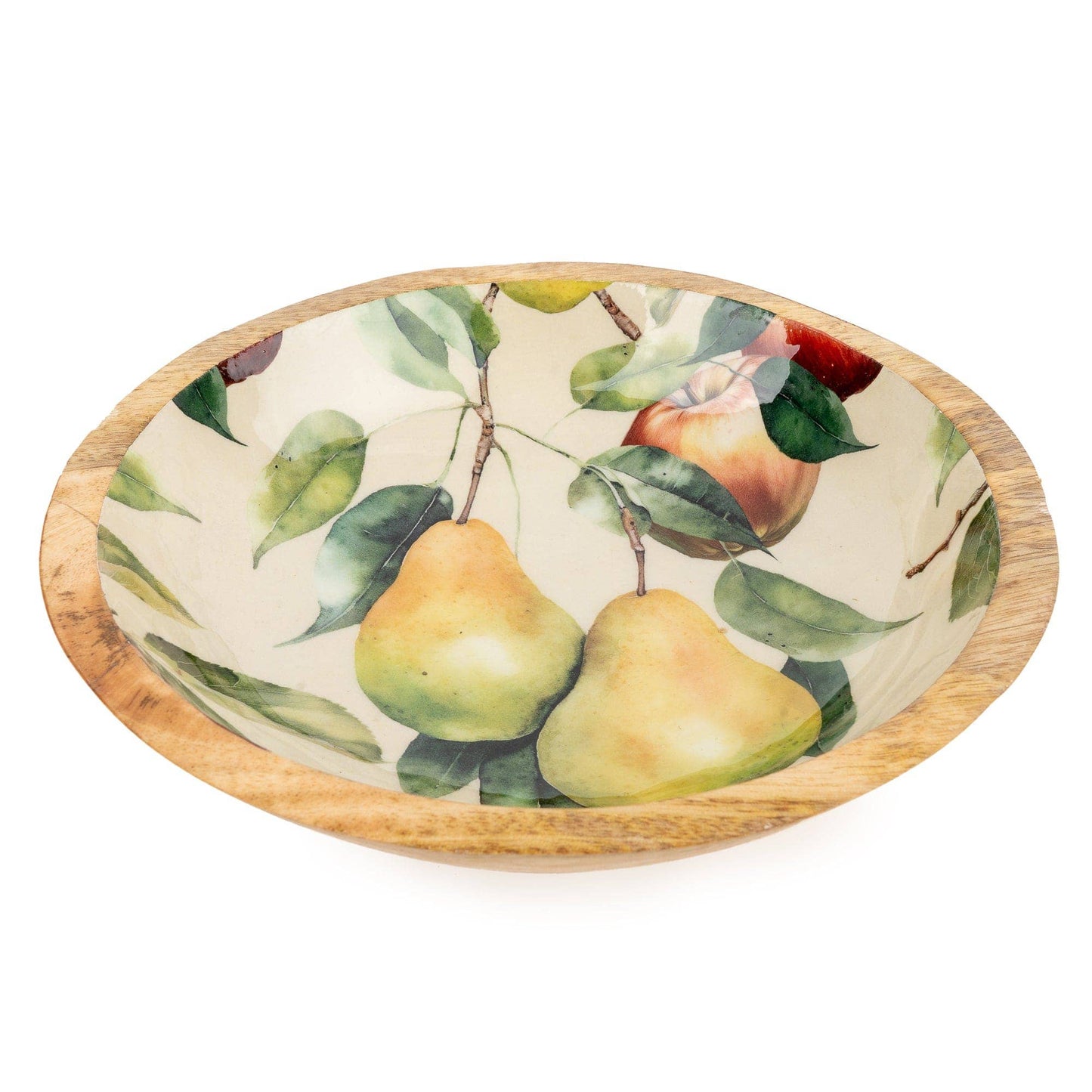 Large Mango Wood Bowl - Apples and Pears