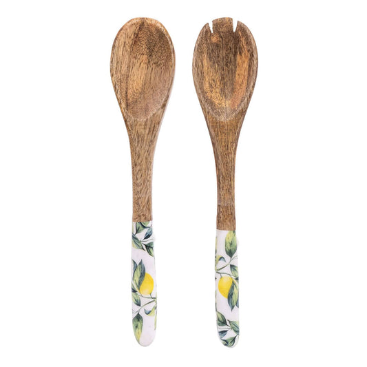 Lemon Set of 2 Wooden Fork and Spoon